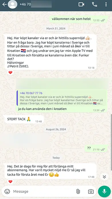 whatsapp screenshot for nrdic tv review